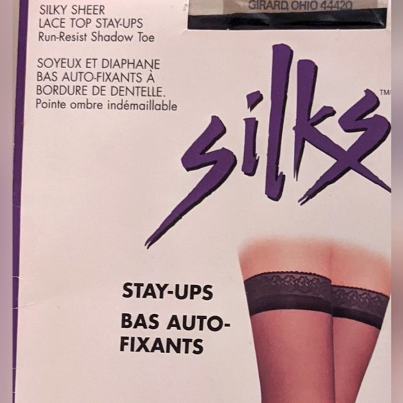 SILKS Silky Sheer Lace Top Stay-Ups in Black, Size C, by Phantom - Picture 2 of 5